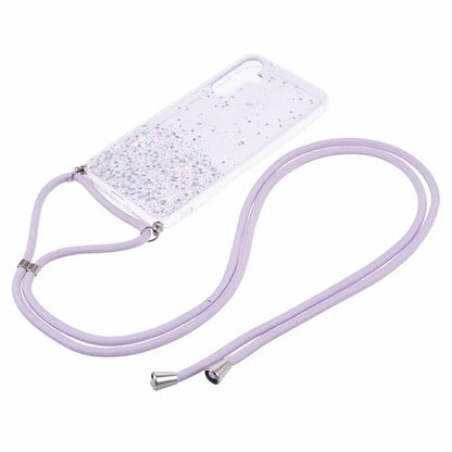 AW Series for Samsung Galaxy A54 5G Case TPU Epoxy Shiny Sparker Shell with Lanyard