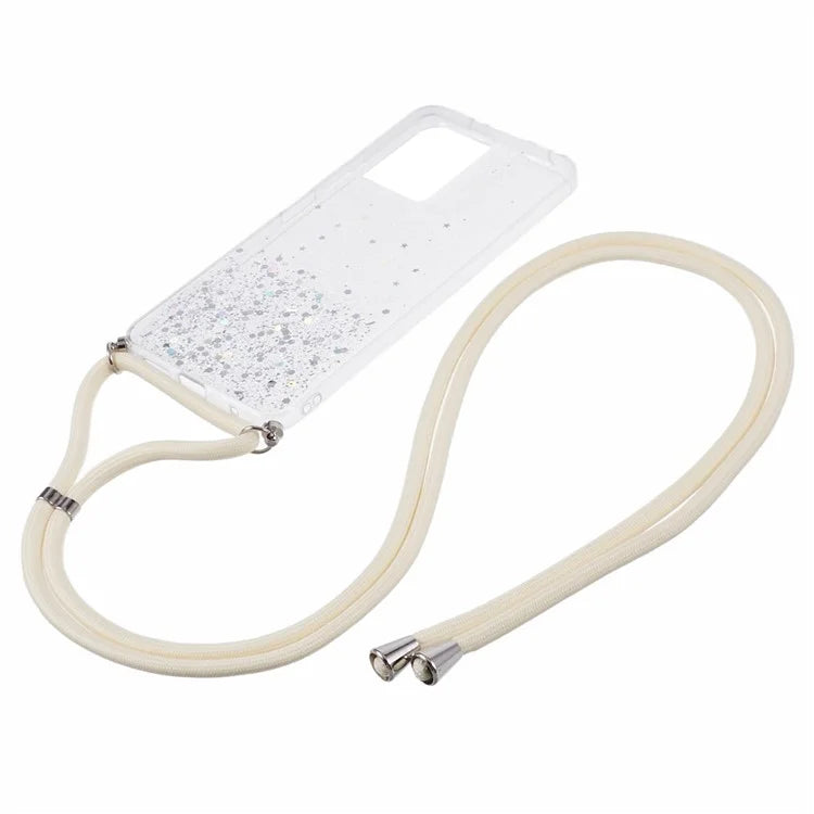 AW Series Protective TPU Case for Xiaomi Redmi Note 12 4G Case Sparkle Epoxy Slim Phone Cover with Lanyard