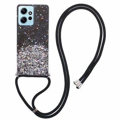 AW Series Protective TPU Case for Xiaomi Redmi Note 12 4G Case Sparkle Epoxy Slim Phone Cover with Lanyard
