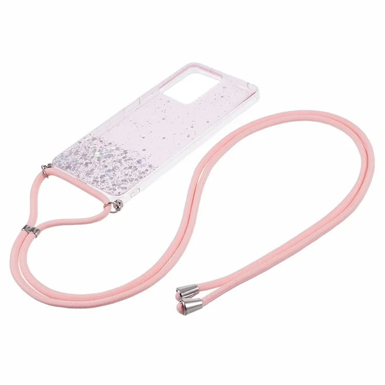 AW Series Protective TPU Case for Xiaomi Redmi Note 12 4G Case Sparkle Epoxy Slim Phone Cover with Lanyard