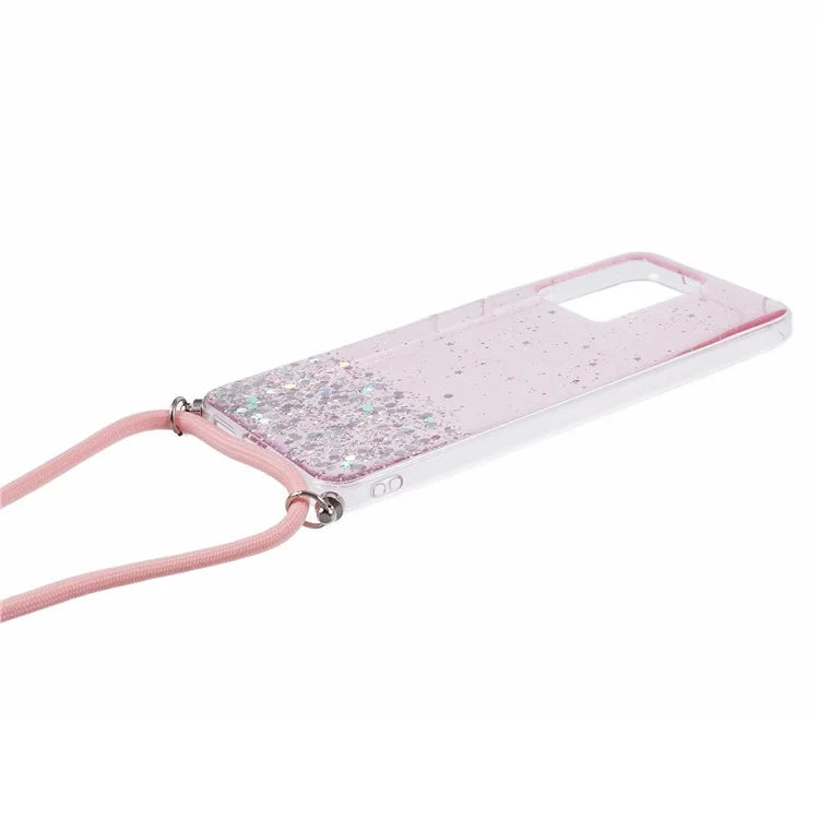 AW Series Protective TPU Case for Xiaomi Redmi Note 12 4G Case Sparkle Epoxy Slim Phone Cover with Lanyard