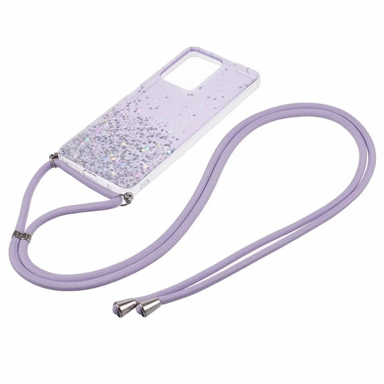 AW Series Protective TPU Case for Xiaomi Redmi Note 12 4G Case Sparkle Epoxy Slim Phone Cover with Lanyard