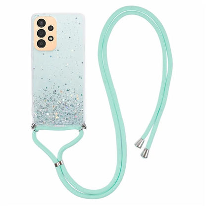 AW Series Sparkle Epoxy TPU Case for Samsung Galaxy A13 4G Case Shockproof Phone Shell with Lanyard