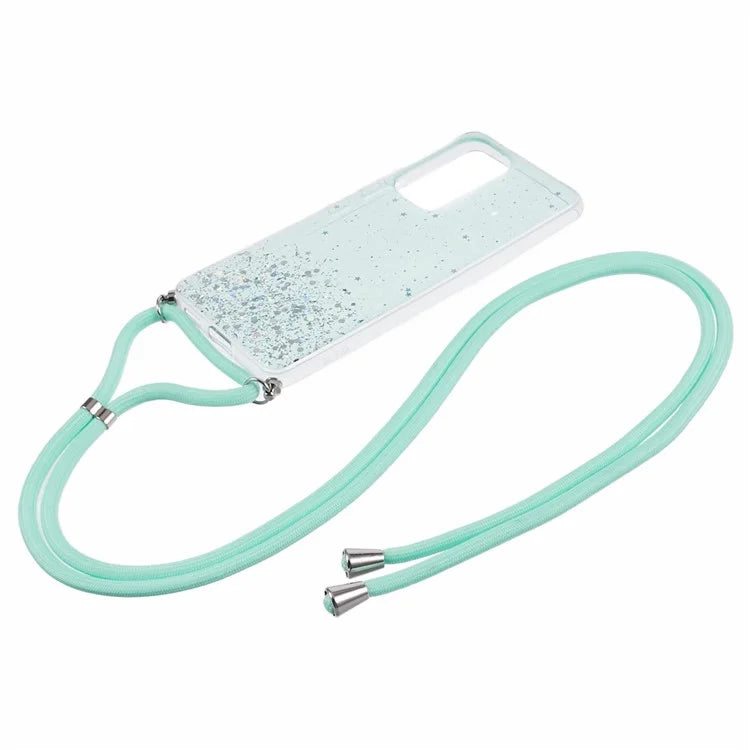 AW Series Sparkle Epoxy TPU Case for Samsung Galaxy A13 4G Case Shockproof Phone Shell with Lanyard