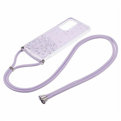 AW Series Sparkle Epoxy TPU Case for Samsung Galaxy A13 4G Case Shockproof Phone Shell with Lanyard