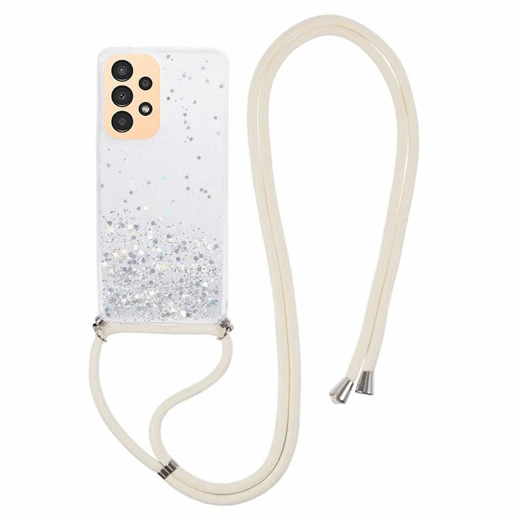 AW Series Sparkle Epoxy TPU Case for Samsung Galaxy A13 4G Case Shockproof Phone Shell with Lanyard