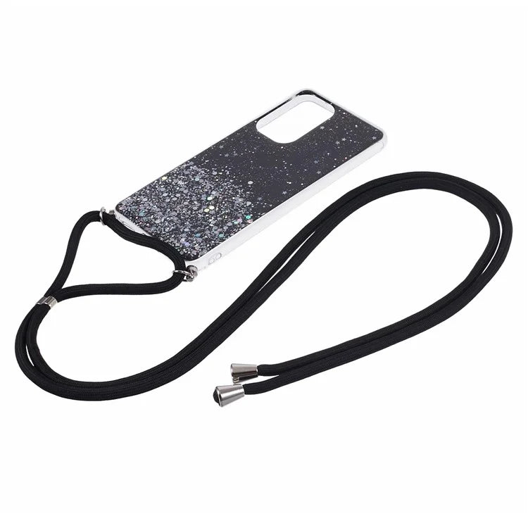 AW Series Sparkle Epoxy TPU Case for Samsung Galaxy A13 4G Case Shockproof Phone Shell with Lanyard