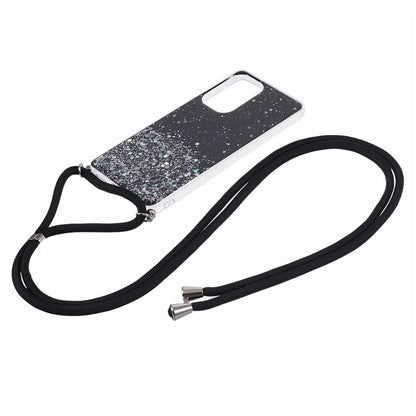 AW Series Sparkle Epoxy TPU Case for Samsung Galaxy A13 4G Case Shockproof Phone Shell with Lanyard