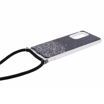AW Series Sparkle Epoxy TPU Case for Samsung Galaxy A13 4G Case Shockproof Phone Shell with Lanyard