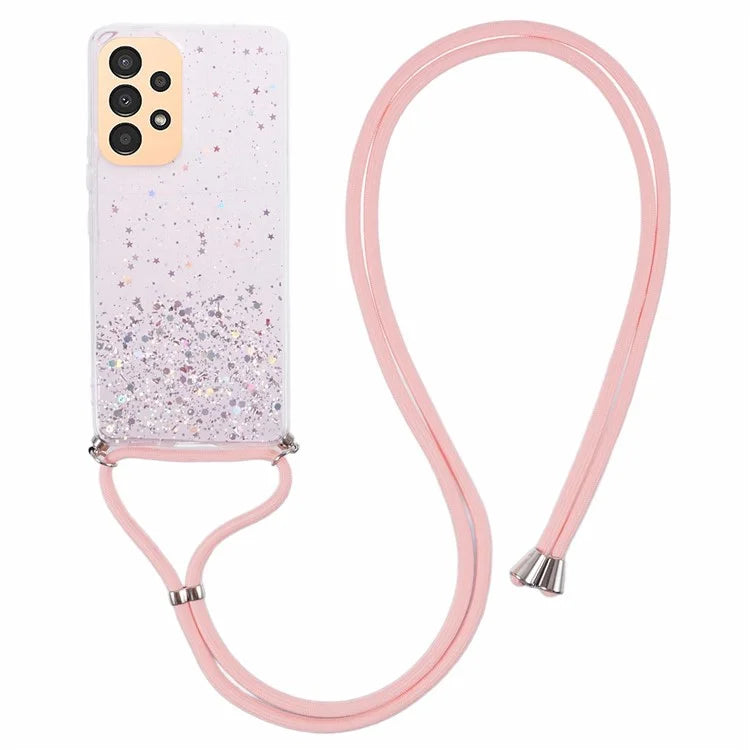 AW Series Sparkle Epoxy TPU Case for Samsung Galaxy A13 4G Case Shockproof Phone Shell with Lanyard
