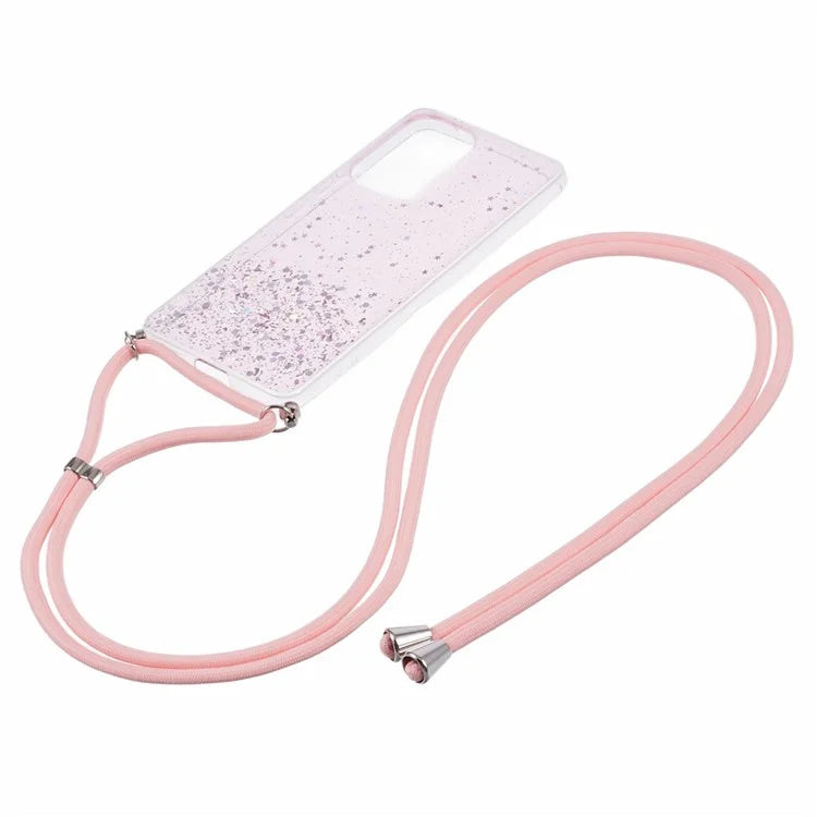 AW Series Sparkle Epoxy TPU Case for Samsung Galaxy A13 4G Case Shockproof Phone Shell with Lanyard