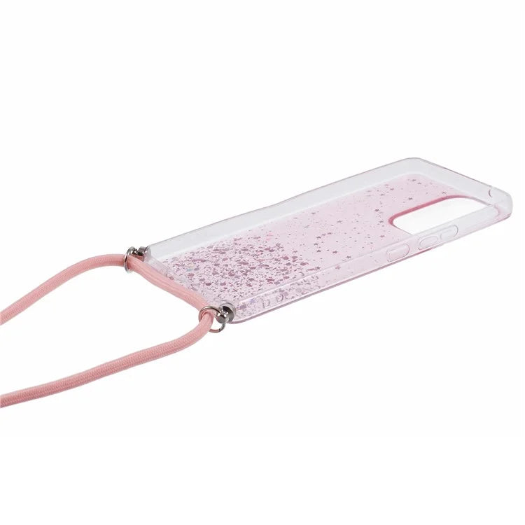AW Series Sparkle Epoxy TPU Case for Samsung Galaxy A13 4G Case Shockproof Phone Shell with Lanyard