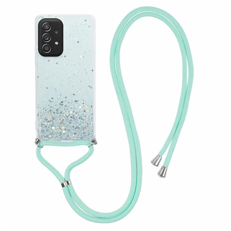 AW Series For Samsung Galaxy A52 4G / A52s 5G / A52 5G Case Sparkle Epoxy TPU Phone Cover with Lanyard