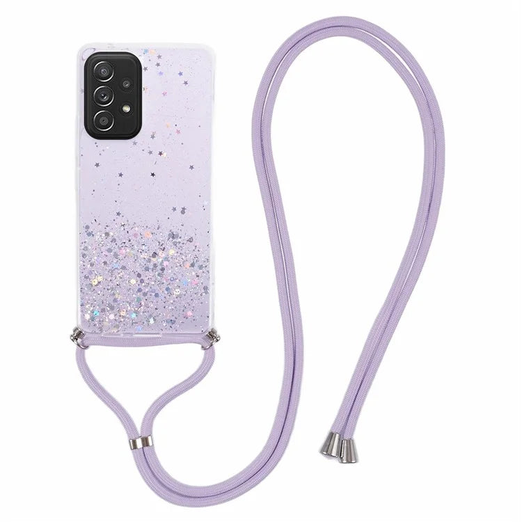 AW Series For Samsung Galaxy A52 4G / A52s 5G / A52 5G Case Sparkle Epoxy TPU Phone Cover with Lanyard