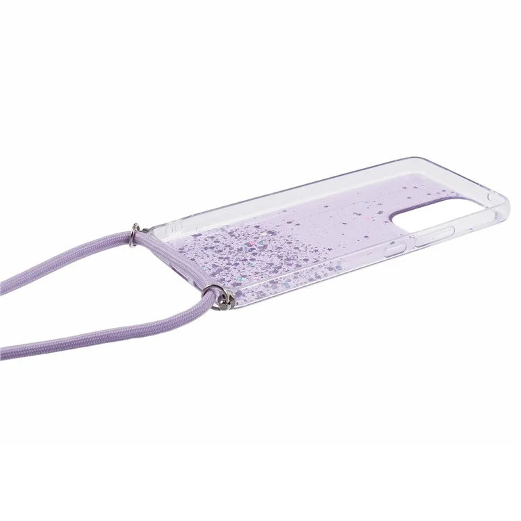 AW Series For Samsung Galaxy A52 4G / A52s 5G / A52 5G Case Sparkle Epoxy TPU Phone Cover with Lanyard