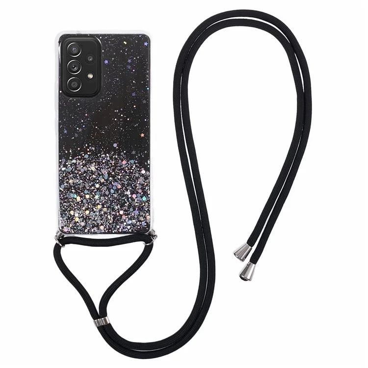 AW Series For Samsung Galaxy A52 4G / A52s 5G / A52 5G Case Sparkle Epoxy TPU Phone Cover with Lanyard