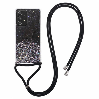AW Series For Samsung Galaxy A52 4G / A52s 5G / A52 5G Case Sparkle Epoxy TPU Phone Cover with Lanyard
