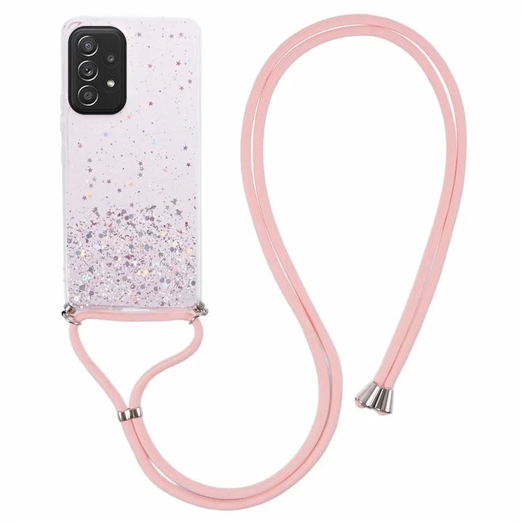 AW Series For Samsung Galaxy A52 4G / A52s 5G / A52 5G Case Sparkle Epoxy TPU Phone Cover with Lanyard