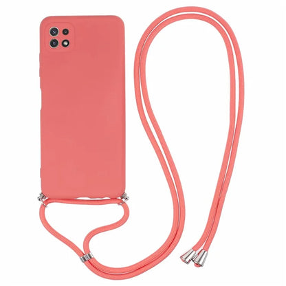 For Samsung Galaxy A22 5G (EU Version) Case Camera Protection TPU Phone Cover with Lanyard