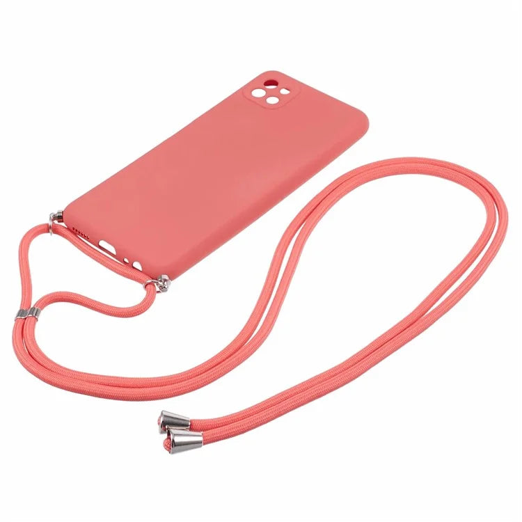 For Samsung Galaxy A22 5G (EU Version) Case Camera Protection TPU Phone Cover with Lanyard