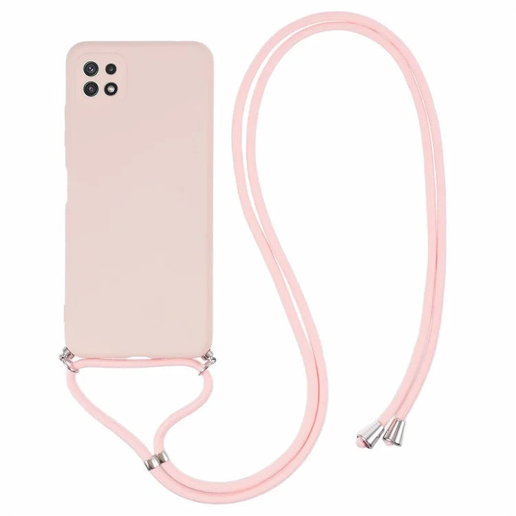 For Samsung Galaxy A22 5G (EU Version) Case Camera Protection TPU Phone Cover with Lanyard
