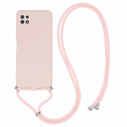 For Samsung Galaxy A22 5G (EU Version) Case Camera Protection TPU Phone Cover with Lanyard