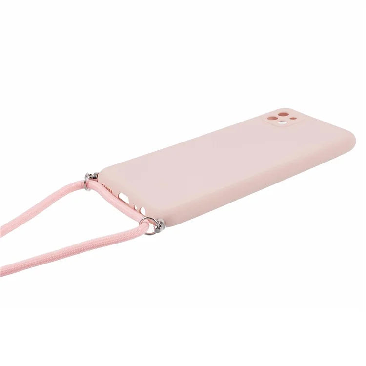 For Samsung Galaxy A22 5G (EU Version) Case Camera Protection TPU Phone Cover with Lanyard
