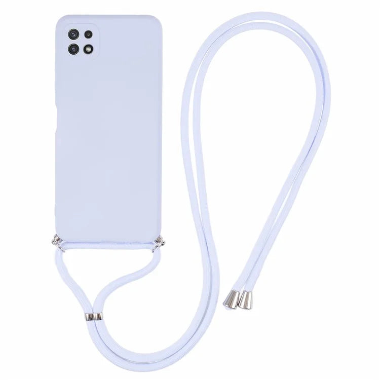 For Samsung Galaxy A22 5G (EU Version) Case Camera Protection TPU Phone Cover with Lanyard
