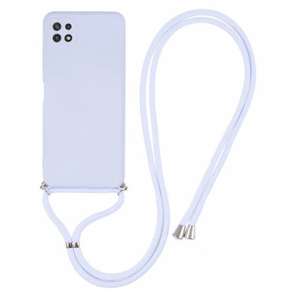 For Samsung Galaxy A22 5G (EU Version) Case Camera Protection TPU Phone Cover with Lanyard