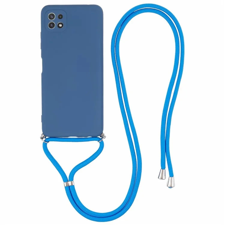 For Samsung Galaxy A22 5G (EU Version) Case Camera Protection TPU Phone Cover with Lanyard