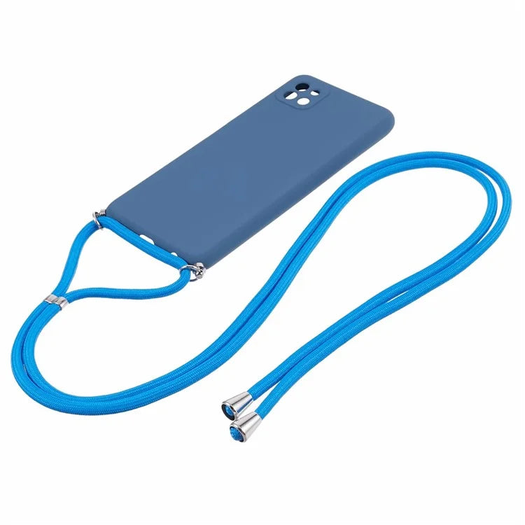 For Samsung Galaxy A22 5G (EU Version) Case Camera Protection TPU Phone Cover with Lanyard