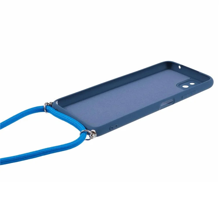 For Samsung Galaxy A22 5G (EU Version) Case Camera Protection TPU Phone Cover with Lanyard