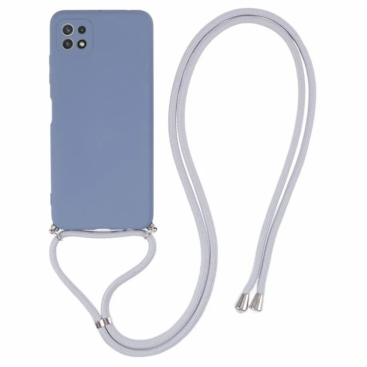 For Samsung Galaxy A22 5G (EU Version) Case Camera Protection TPU Phone Cover with Lanyard