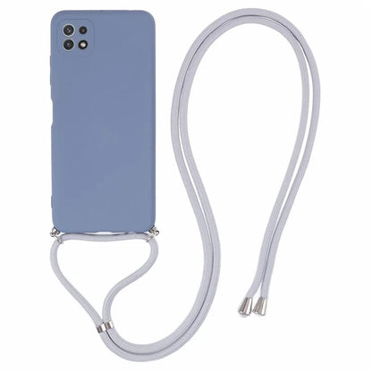 For Samsung Galaxy A22 5G (EU Version) Case Camera Protection TPU Phone Cover with Lanyard