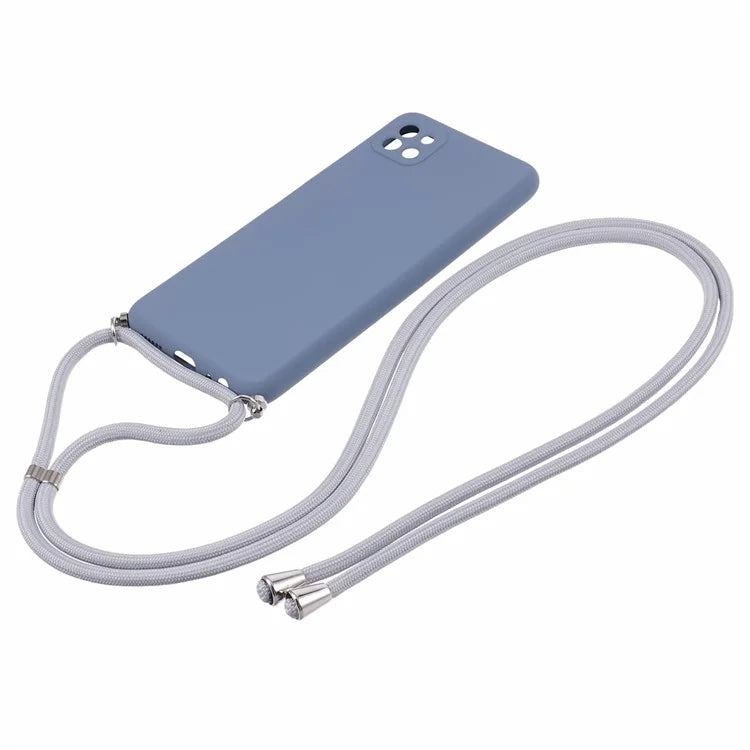 For Samsung Galaxy A22 5G (EU Version) Case Camera Protection TPU Phone Cover with Lanyard