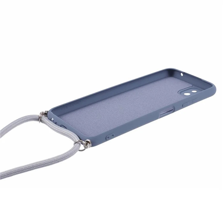 For Samsung Galaxy A22 5G (EU Version) Case Camera Protection TPU Phone Cover with Lanyard