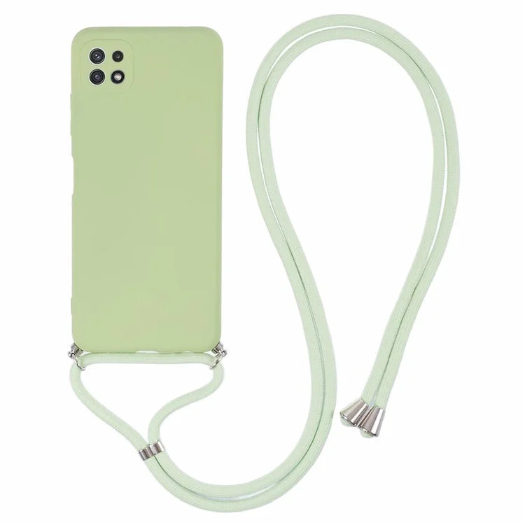 For Samsung Galaxy A22 5G (EU Version) Case Camera Protection TPU Phone Cover with Lanyard