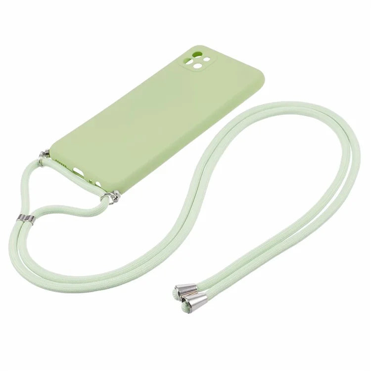 For Samsung Galaxy A22 5G (EU Version) Case Camera Protection TPU Phone Cover with Lanyard