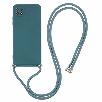 For Samsung Galaxy A22 5G (EU Version) Case Camera Protection TPU Phone Cover with Lanyard