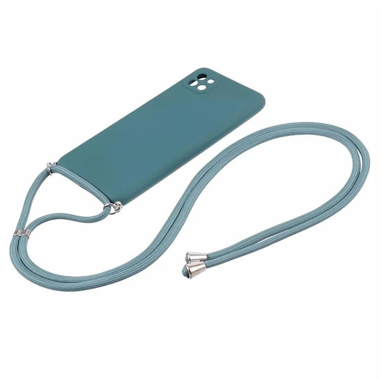 For Samsung Galaxy A22 5G (EU Version) Case Camera Protection TPU Phone Cover with Lanyard