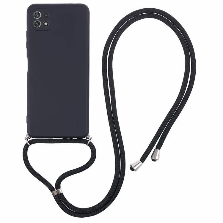For Samsung Galaxy A22 5G (EU Version) Case Camera Protection TPU Phone Cover with Lanyard
