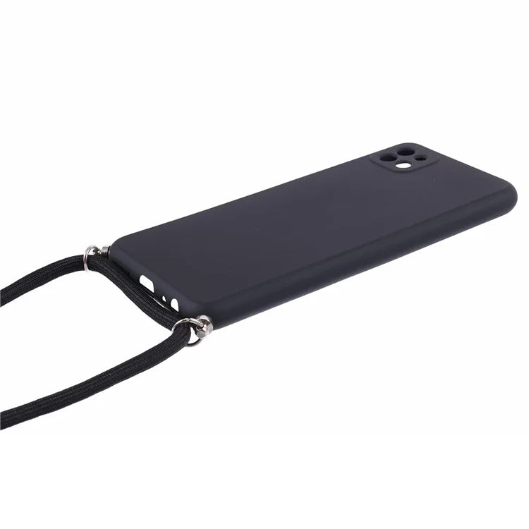 For Samsung Galaxy A22 5G (EU Version) Case Camera Protection TPU Phone Cover with Lanyard