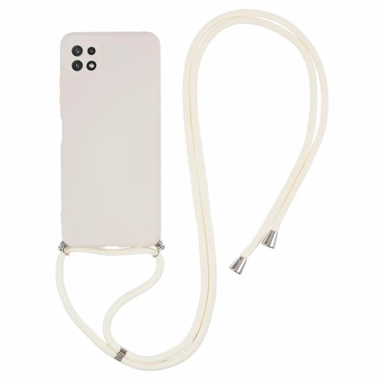 For Samsung Galaxy A22 5G (EU Version) Case Camera Protection TPU Phone Cover with Lanyard