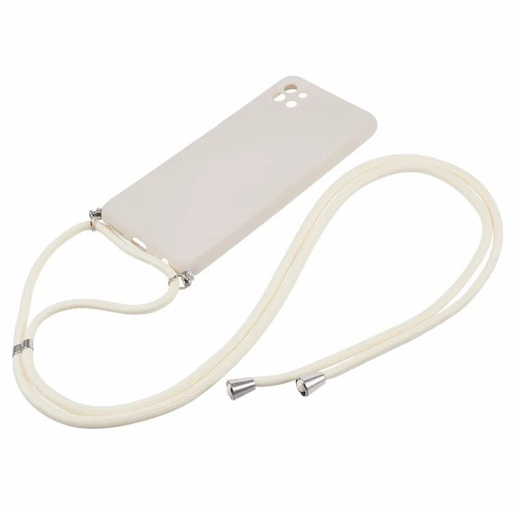For Samsung Galaxy A22 5G (EU Version) Case Camera Protection TPU Phone Cover with Lanyard