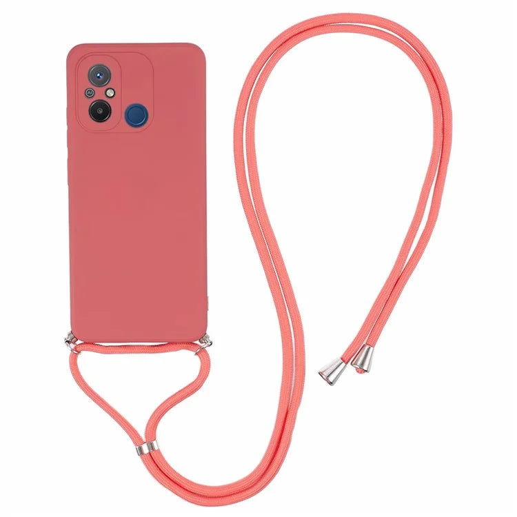For Xiaomi Redmi 12C 4G Case Soft Fiber Lining TPU Phone Cover with Lanyard