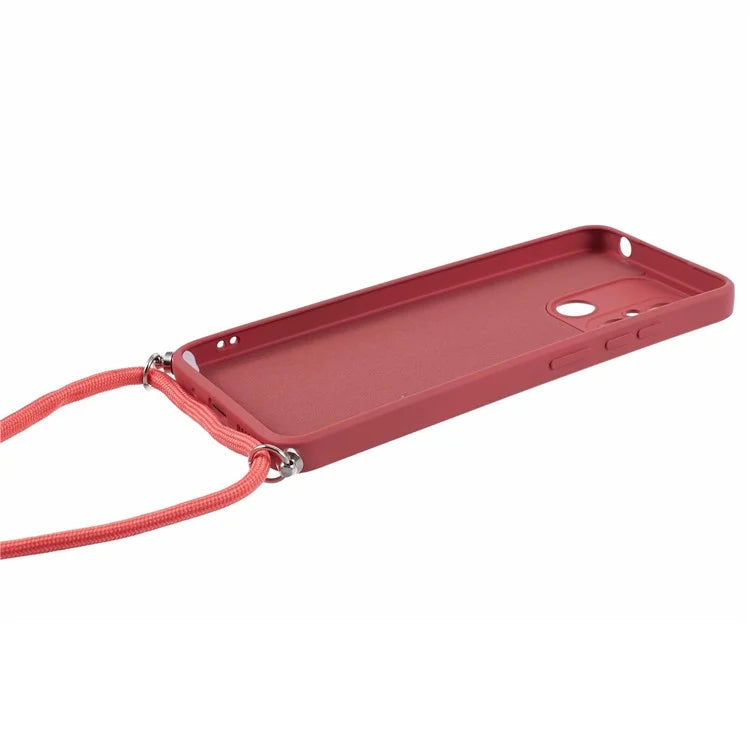 For Xiaomi Redmi 12C 4G Case Soft Fiber Lining TPU Phone Cover with Lanyard