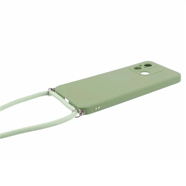 For Xiaomi Redmi 12C 4G Case Soft Fiber Lining TPU Phone Cover with Lanyard