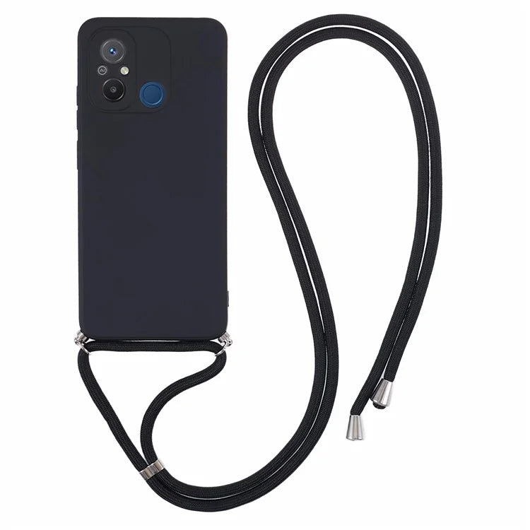 For Xiaomi Redmi 12C 4G Case Soft Fiber Lining TPU Phone Cover with Lanyard