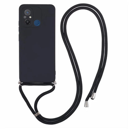 For Xiaomi Redmi 12C 4G Case Soft Fiber Lining TPU Phone Cover with Lanyard