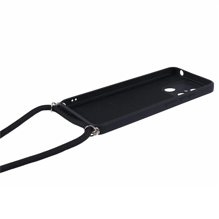 For Xiaomi Redmi 12C 4G Case Soft Fiber Lining TPU Phone Cover with Lanyard